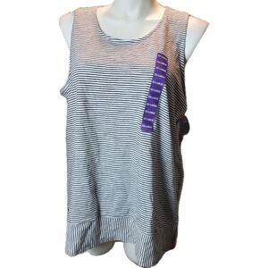 Lands' End Sleeveless Lightweight Split Hem Tank Top White/Black XXL NWT